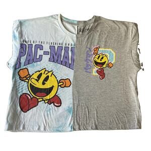 Pac-Man Girls Shirt XXL Gray Colorblock Graphic Tee Logo Short Sleeve